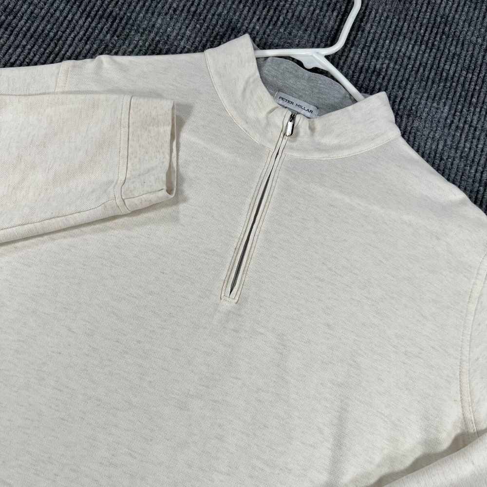 Peter Millar Pullover Sweatshirt Mens XL Extra Large Ivory Long Sleeve 1/4 Golf